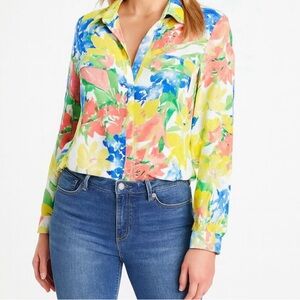 White House Black Market Outlet Floral Button Down Shirt